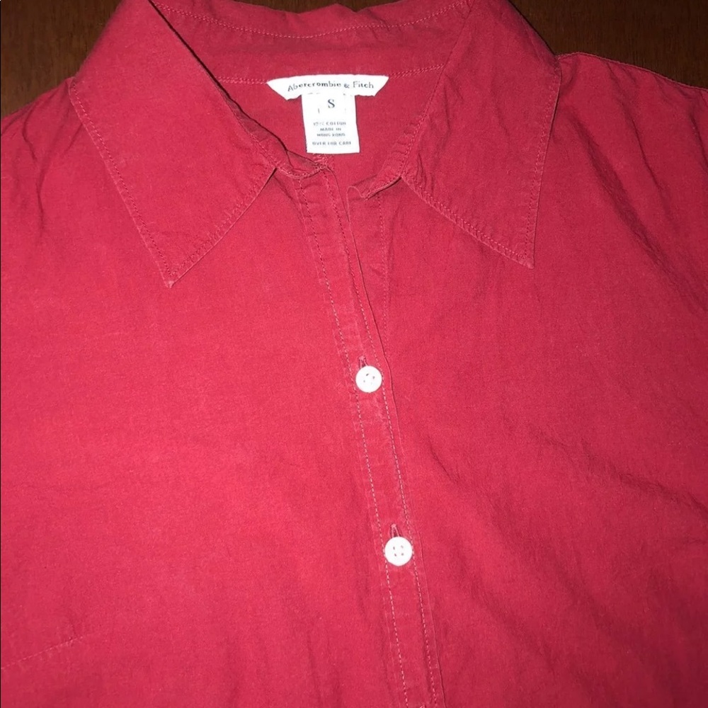 Red A&F Button Up - Picture 2 of 3